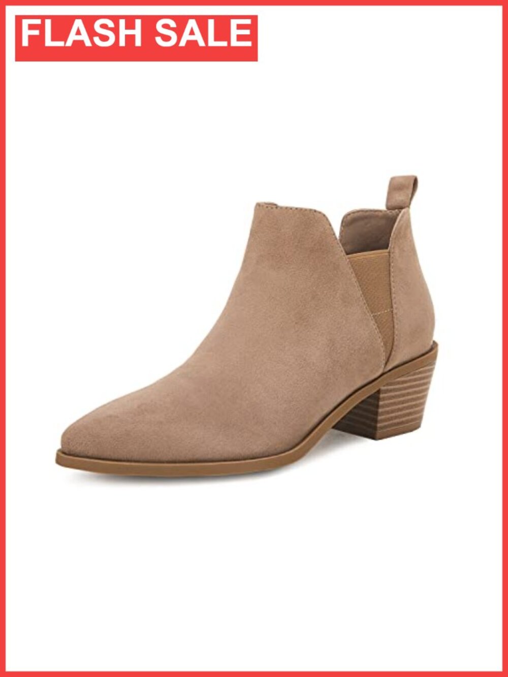 Pointed Toe Faux Suede Chunky Block Heel Slip On Ankle Booties